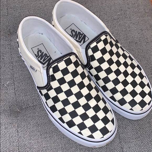 vans checkered slide ons